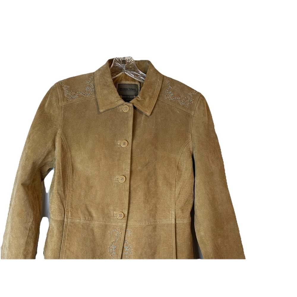 Brandon Thomas 100% Suede Leather Jacket Tan Women's Sz S Boho Western Rodeo - Picture 4 of 16